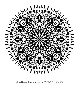 Circular pattern in mandala shape for Henna, Mehndi, tattoo, decoration. Decorative ornament in ethnic oriental style. Coloring book page.