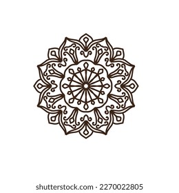 Circular pattern in mandala shape for Henna, Mehndi, tattoo, decoration. Decorative ornament in ethnic oriental style. Coloring book page.