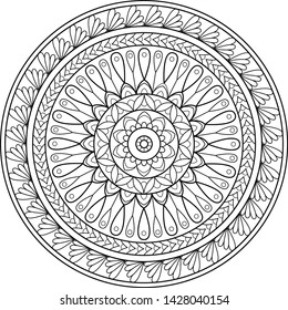 Circular pattern Mandala. Vintage decorative elements. Oriental pattern, vector illustration. Arabic, Indian, moroccan,spain, turkish, pakistan, chinese, mystic, ottoman motifs. Coloring book page.
