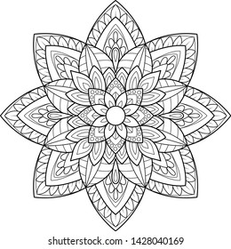 Circular pattern Mandala. Vintage decorative elements. Oriental pattern, vector illustration. Arabic, Indian, moroccan,spain, turkish, pakistan, chinese, mystic, ottoman motifs. Coloring book page.