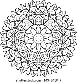 Circular pattern Mandala. Vintage decorative elements. Oriental pattern, vector illustration. Arabic, Indian, moroccan,spain, turkish, pakistan, chinese, mystic, ottoman motifs. Coloring book page.