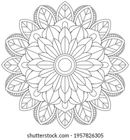 Circular Pattern Mandala Zentangle Henna Mehndi Tattoo, Decoration Circle Vector Clipart Floral Flower Decorative Ethnic Oriental Style Coloring Book Page Illustration Ornamental Ornament