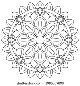 Patrón Circular Mandala Zentangle Henna Mehndi Tattoo, Decoración Vector Círculo Clipart Flor Floral Decorativo Estilo Étnico Oriental Página Libro de Colores Ilustración Ornamento Ornamental