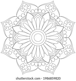 Circular Pattern Mandala Zentangle Henna Mehndi Tattoo, Decoration Circle Vector Clipart Floral Flower Decorative Ethnic Oriental Style Coloring Book Page Illustration Ornamental Ornament