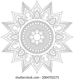 Circular Pattern Mandala Zentangle Henna Mehndi Tattoo, Decoration Circle Vector Clipart Floral Flower Decorative Ethnic Oriental Style Coloring Book Page Illustration Ornamental Ornament