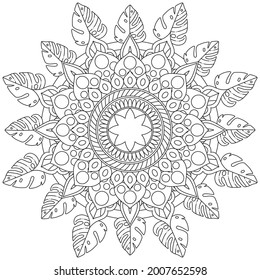Circular Pattern Mandala Zentangle Henna Mehndi Tattoo, Decoration Circle Vector Clipart Floral Flower Decorative Ethnic Oriental Style Coloring Book Page Illustration Ornamental Ornament