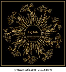 The circular pattern on the Marine Theme, Pattern Fish, Underwater World, Fish, underwater, seaweed, Logo, banner, mandala
