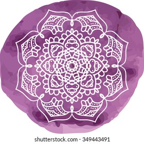 a circular pattern on watercolor round. Element for design isolated on white background. Vector illustration