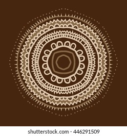 Circular pattern of oriental motif, doodles,  ellipses, stripes, zigzags, waves,hole, copy space. Hand drawn.