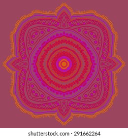 Circular  pattern of oriental motif, spots, hole,  stripes, wave. Hand drawn.