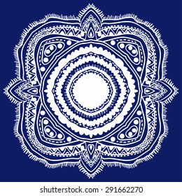 Circular  pattern of oriental motif, spots, hole,  stripes, wave. Hand drawn.