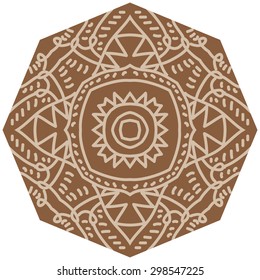 Circular   pattern of oriental motif, stripes, spots, zigzags. Hand drawn.
