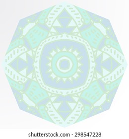 Circular   pattern of oriental motif, stripes, spots, zigzags. Hand drawn.