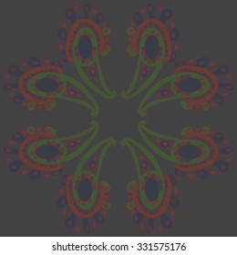 Circular   pattern  of oriental   motif,  waves, spots, hole, delicate. Hand drawn.