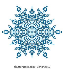 Circular pattern in oriental style, blue silhouette Vector illustration.