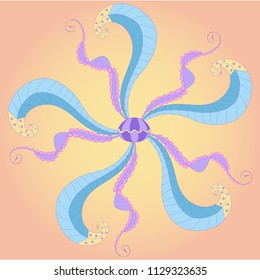 Circular pattern, ornament in a marine style