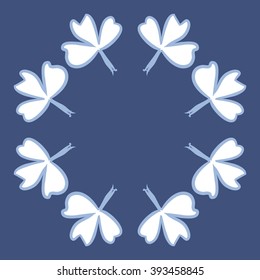 Circular pattern of patrick's day,  ireland,doodles,leaves,clover, copy space . Hand drawn.