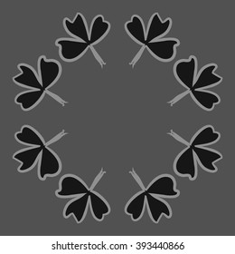 Circular pattern of patrick's day,  ireland,doodles,leaves,clover,spring,symbol,irish,shamrock, hats, copy space . Hand drawn.