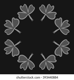 Circular pattern of patrick's day,  ireland,doodles,leaves,clover,spring,symbol,irish,shamrock, hats, copy space . Hand drawn.