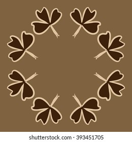 Circular pattern of patrick's day,  ireland,doodles,leaves,clover,spring,symbol,irish,shamrock, hats, copy space . Hand drawn.