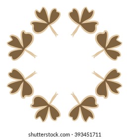 Circular pattern of patrick's day,  ireland,doodles,leaves,clover,spring,symbol,irish,shamrock, hats, copy space . Hand drawn.