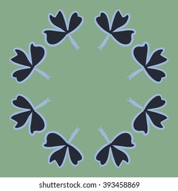 Circular pattern of patrick's day,  ireland,doodles,leaves,clover,spring,symbol,irish,shamrock, hats, copy space . Hand drawn.