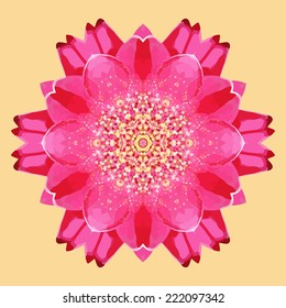 Circular pattern, pink flower with yellow stamens decoration