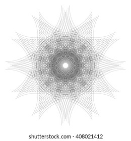 A circular pattern of repeating thin circles. Guilloche elements for certificate, diploma, voucher, currency and money design. Stock vector