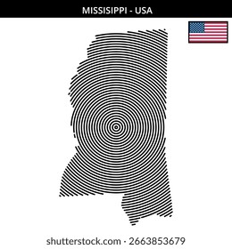 Padrão circular representando a geografia do Mississippi