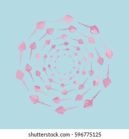 A circular pattern of rose buds. Wreaths of buds. Vector illustration