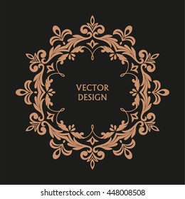 Circular pattern. Round floral ornament. Vintage frame. Greeting card. Wedding invitation. Retro style. Vector logo template, labels and badges