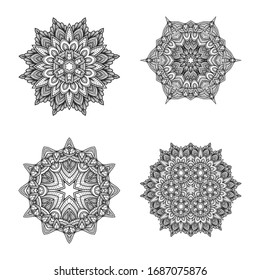 Circular pattern set in form of mandala for background, Henna, Mehndi, decoration. Decorative ornament in ethnic oriental style