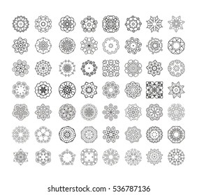 Circular pattern set of traditional motifs and ancient oriental ornaments. Hand drawn background