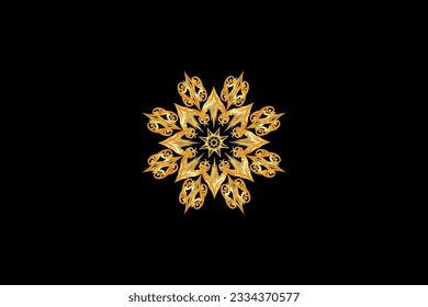 Circular pattern in the shape of a mandala with editable golden color