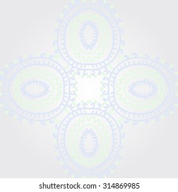 Circular   pattern of  striped motif,  doodles,  zigzag, ellipses, spirals, cross, copy space . Hand drawn.