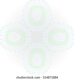 Circular   pattern of  striped motif,  doodles,  zigzag, ellipses, spirals, cross, copy space . Hand drawn.