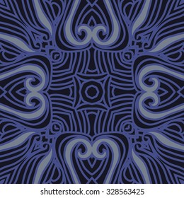 Circular  pattern  of striped motif, doodles, hole, stripes, spots. Hand drawn, delicate.