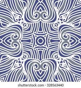 Circular  pattern  of striped motif, doodles, hole, stripes, spots. Hand drawn, delicate.