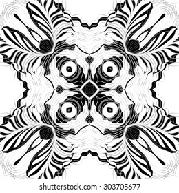 Circular  pattern of striped  motif, stripes, stars, spots,  cross. Hand drawn.