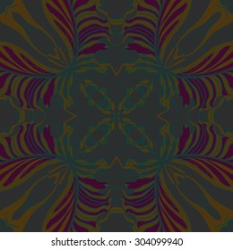 Circular  pattern of striped  motif, stripes,  spots,  cross. Hand drawn.