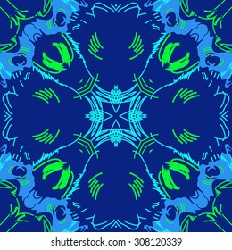 Circular   pattern of  striped motif, stripes,   doodles, spots. Hand drawn.