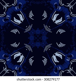 Circular   pattern of  striped motif, stripes,   doodles, spots. Hand drawn.