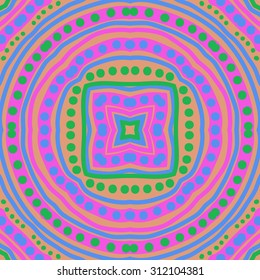 Circular   pattern of striped motif, stripes,ellipses, stars. Hand drawn.