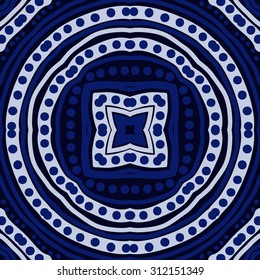 Circular   pattern of striped motif, stripes,ellipses, stars. Hand drawn.