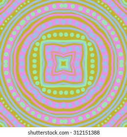 Circular   pattern of striped motif, stripes,ellipses, stars. Hand drawn.