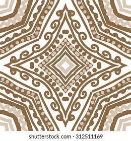 Circular   pattern of striped motif, stripes,ellipses,spirals, zigzag, stars, doodles. Hand drawn.
