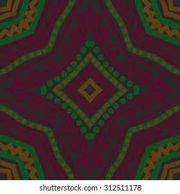 Circular   pattern of striped motif, stripes,ellipses,spirals, zigzag, stars, doodles. Hand drawn.