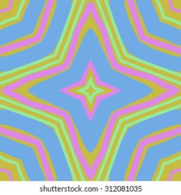 Circular   pattern of striped motif, stripes,hole, stars. Hand drawn.