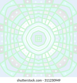Circular  pattern of  stripes,quadrangles, ellipses, stars,doodles. Hand drawn.