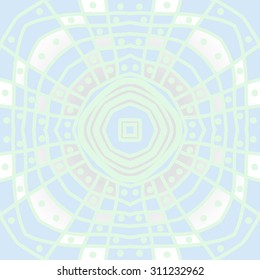 Circular  pattern of  stripes,quadrangles, ellipses, stars,doodles. Hand drawn.